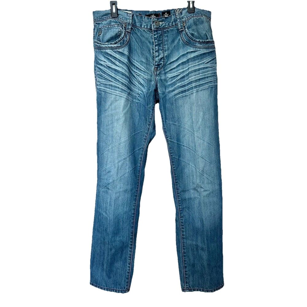 Vtg Marc Ecko Jeans Men Size 36 x 32 Straight Leg Slim Button Fly Y2K Whiskered